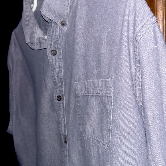 Croft & Barrow gray denim button down shirt size L - Picture 2 of 4